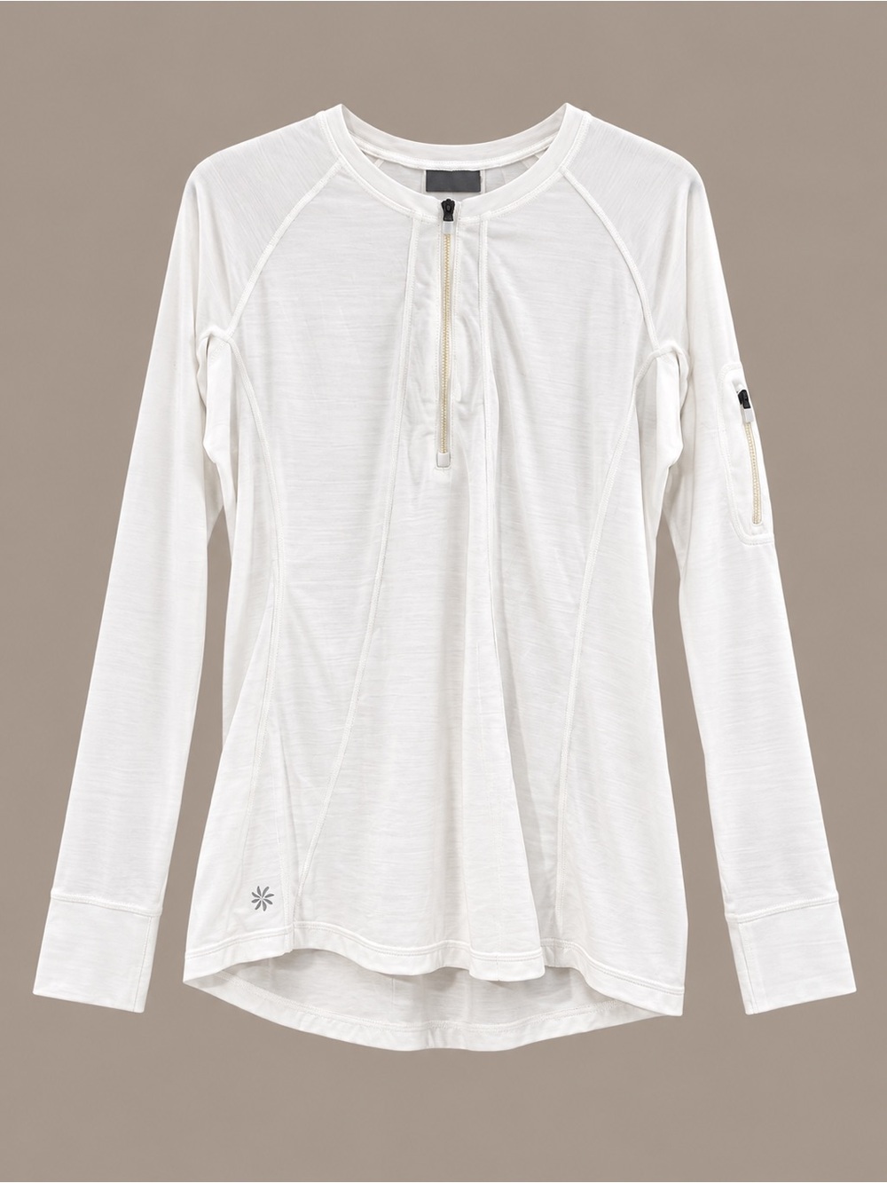 Athleta White Long-Sleeve Half-Zip Performance Top
